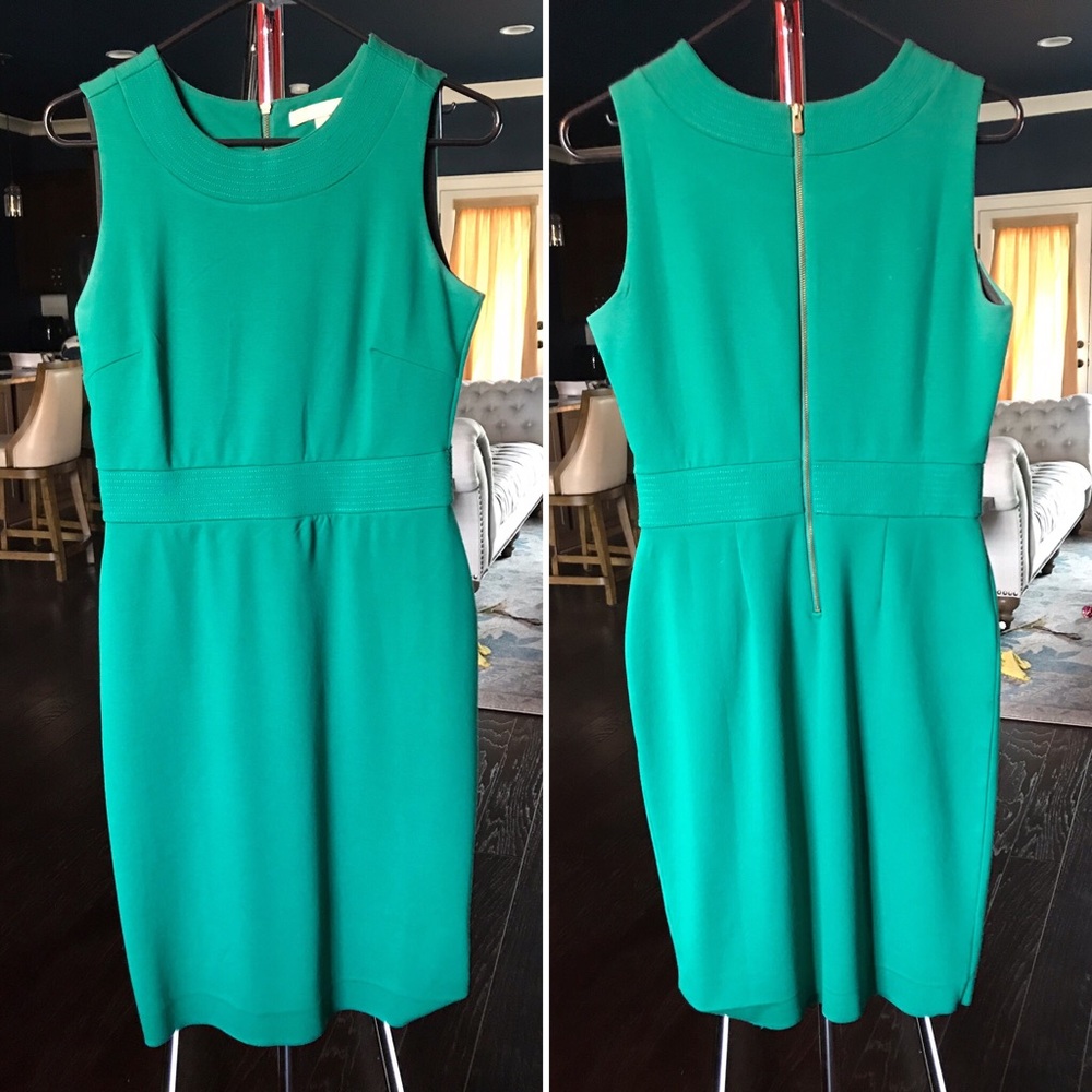 Banana Republic Green Sheath Dress w/ Gold Zipper